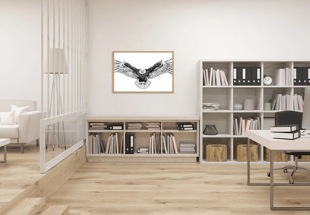 Metall Magnetboard mit hochwertigem Arend vogel schwarz weiß Design