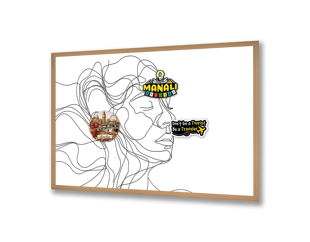 Metall Magnetboard mit hochwertigem Linienzeichnung Gesicht Frau Design