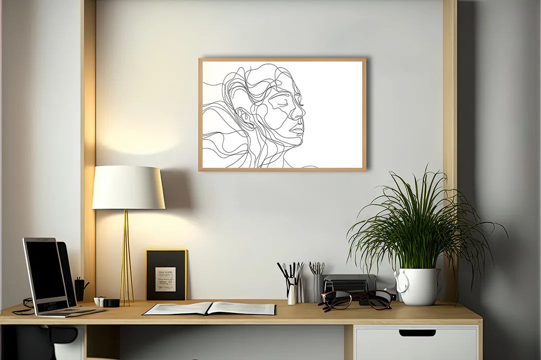 Metall Magnetboard mit hochwertigem Linienzeichnung Gesicht Frau Design