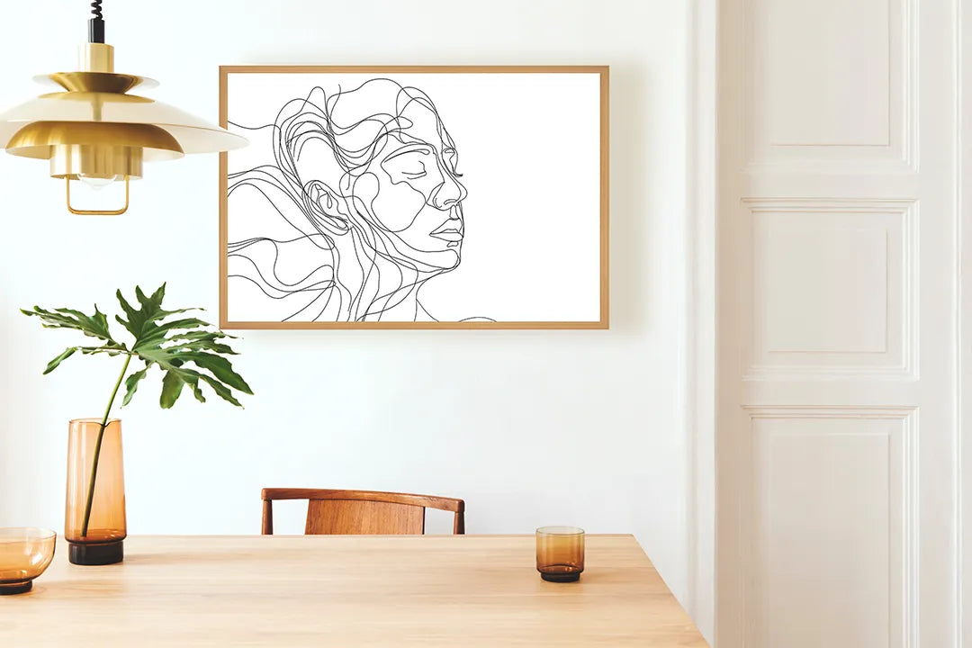 Metall Magnetboard mit hochwertigem Linienzeichnung Gesicht Frau Design