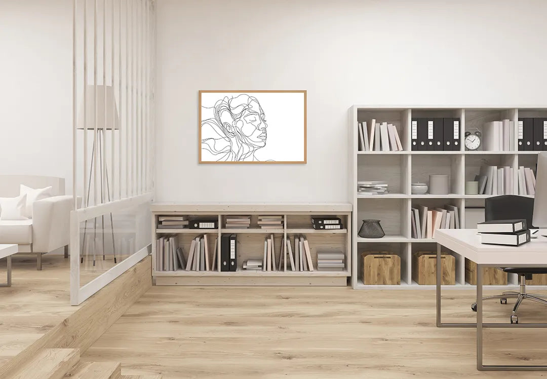 Metall Magnetboard mit hochwertigem Linienzeichnung Gesicht Frau Design