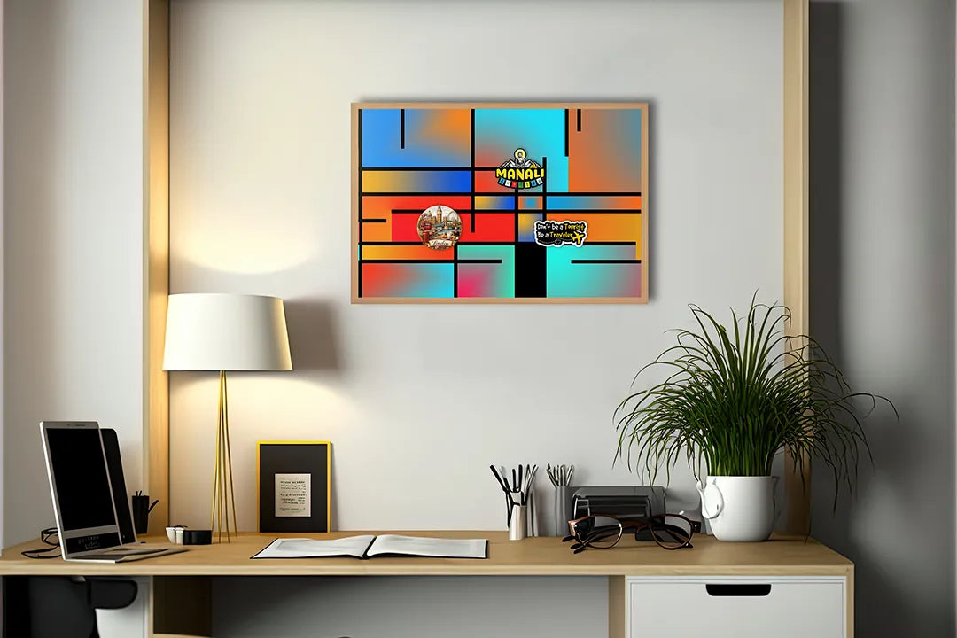 Metall Magnetboard mit hochwertigem Abstrakte Mondriaan Stijl Vlakken Design