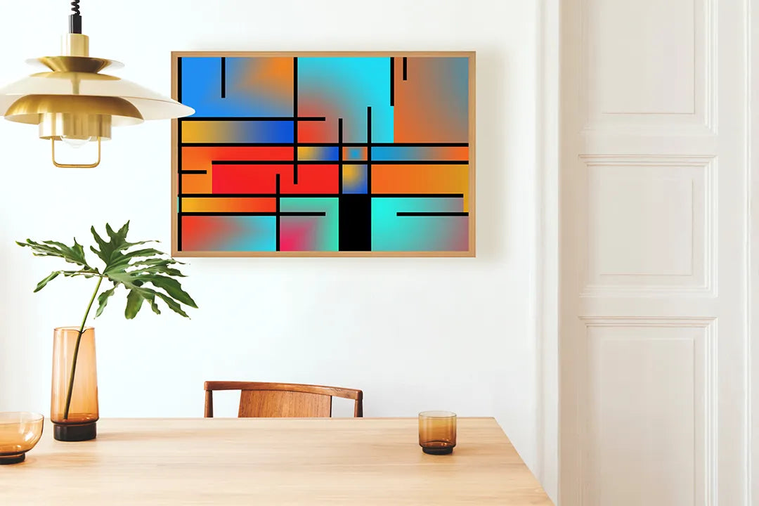 Metall Magnetboard mit hochwertigem Abstrakte Mondriaan Stijl Vlakken Design