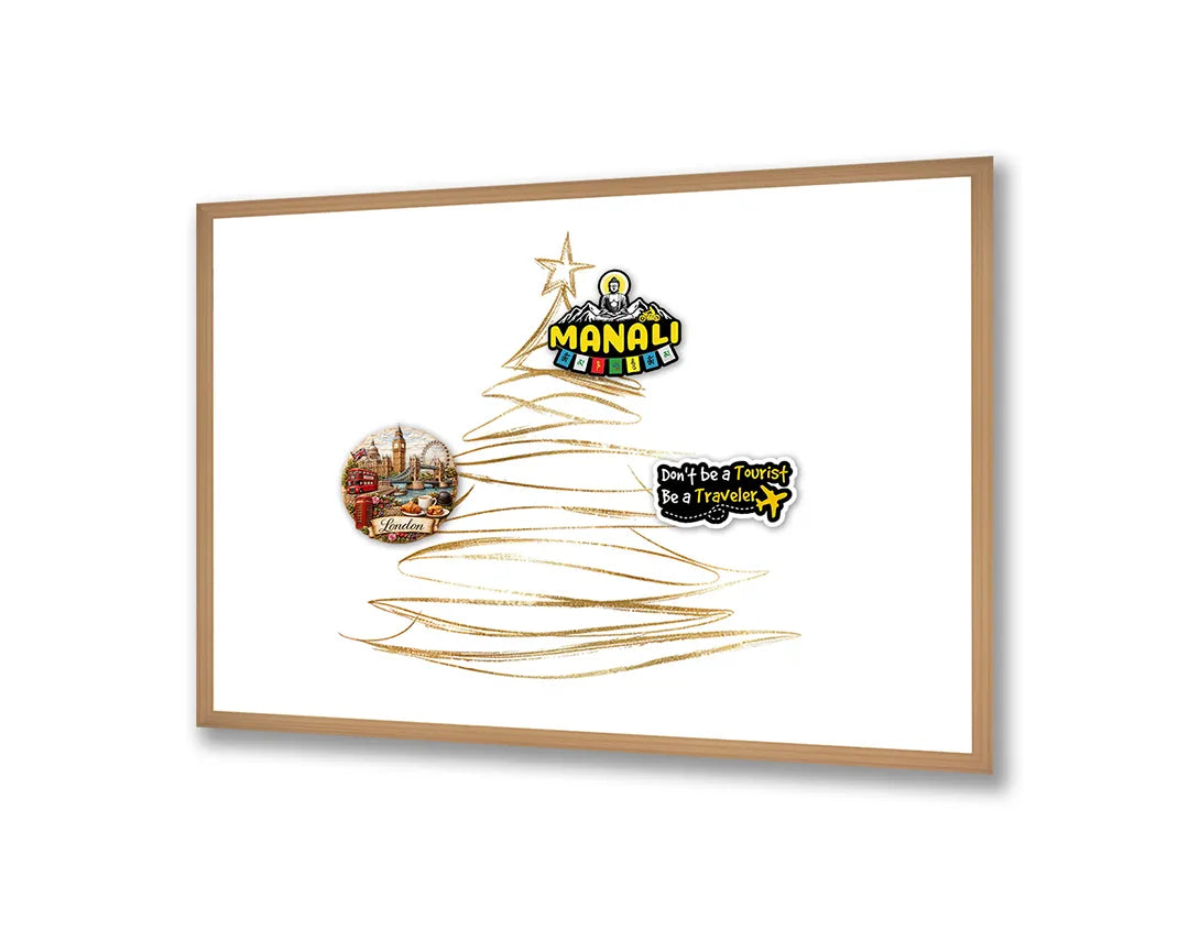 Metall Magnetboard mit hochwertigem Goldene kerstboom Linien Design