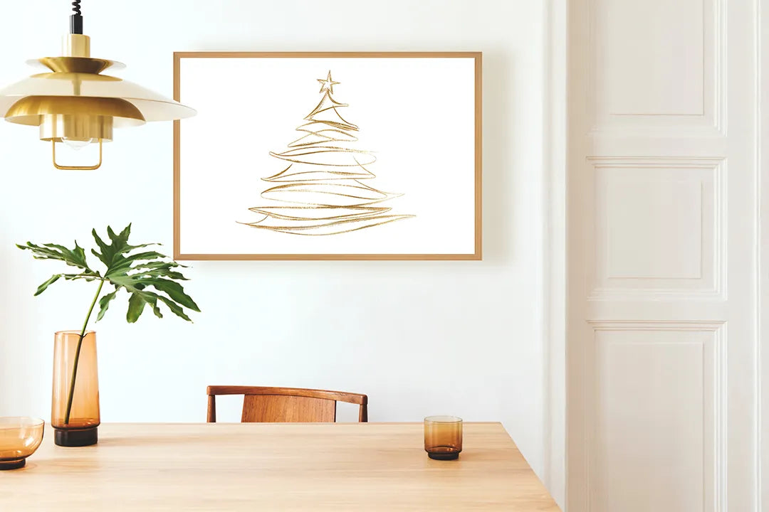 Metall Magnetboard mit hochwertigem Goldene kerstboom Linien Design