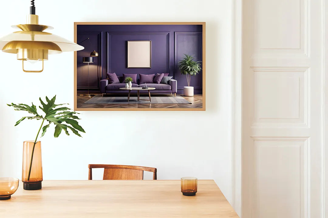 Metall Magnetboard mit hochwertigem Modern lila Interieur Design