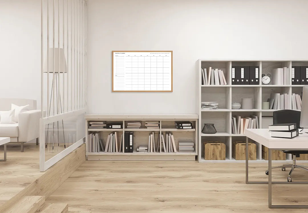 Metall Magnetboard mit hochwertigem Strakke Monatsplaner weiß Design