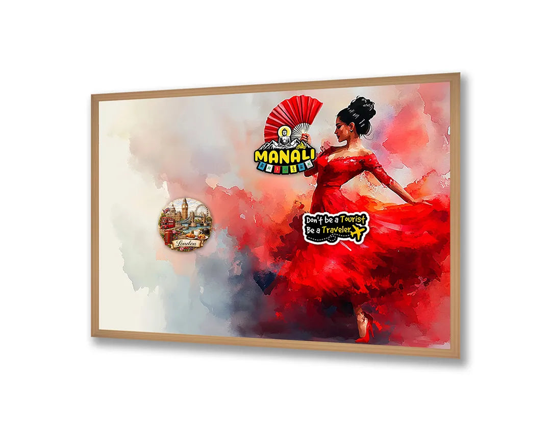 Metall Magnetboard mit hochwertigem Frau in rote Kleid tanzend Design