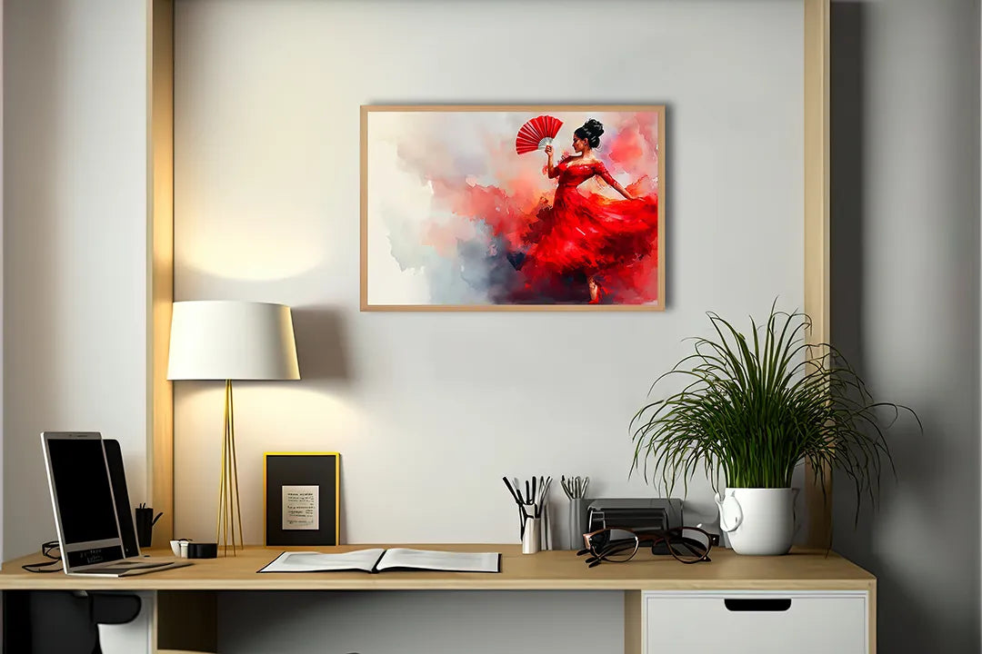 Metall Magnetboard mit hochwertigem Frau in rote Kleid tanzend Design