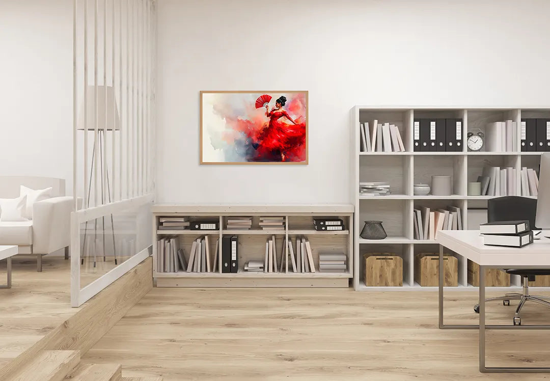 Metall Magnetboard mit hochwertigem Frau in rote Kleid tanzend Design