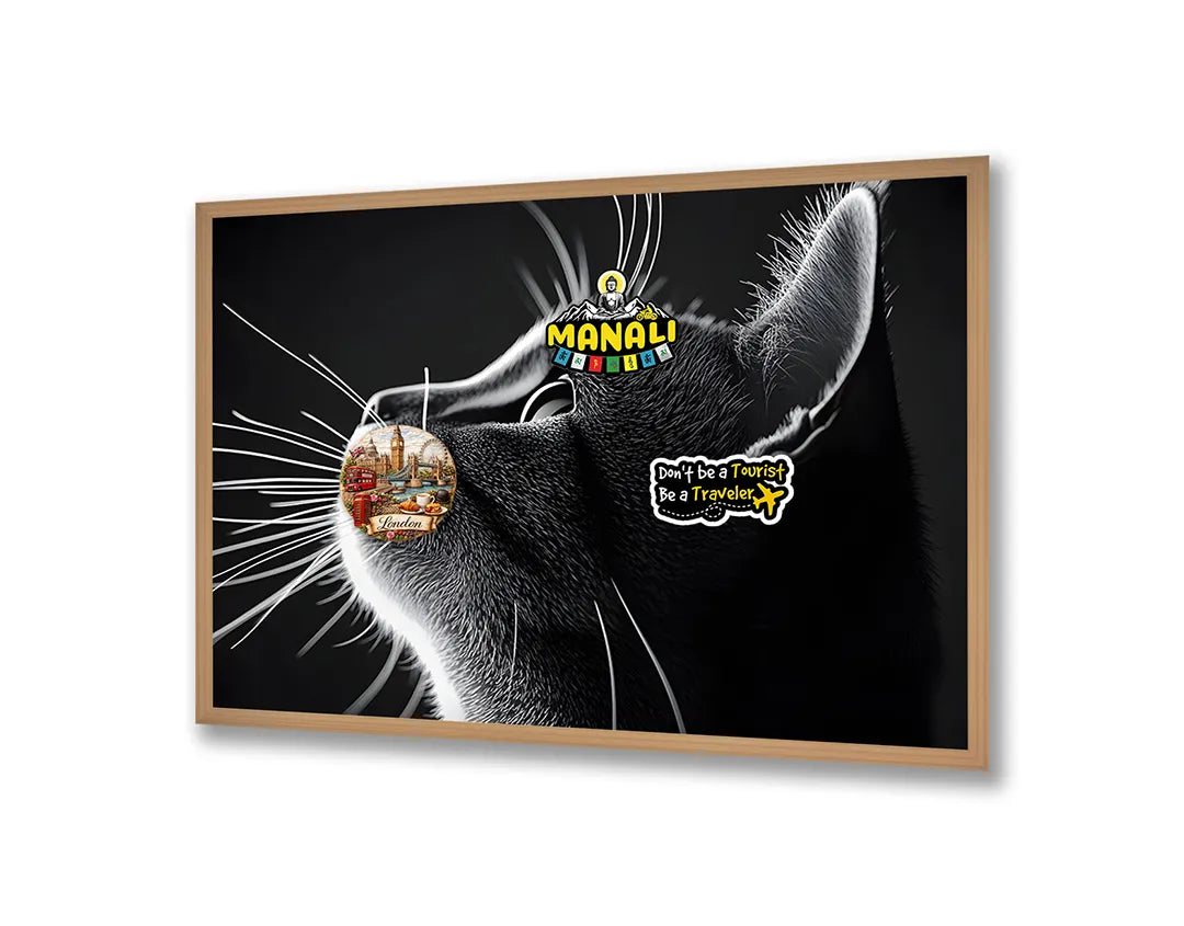 Metall Magnetboard mit hochwertigem Schwarz weiß Katze Profil Design