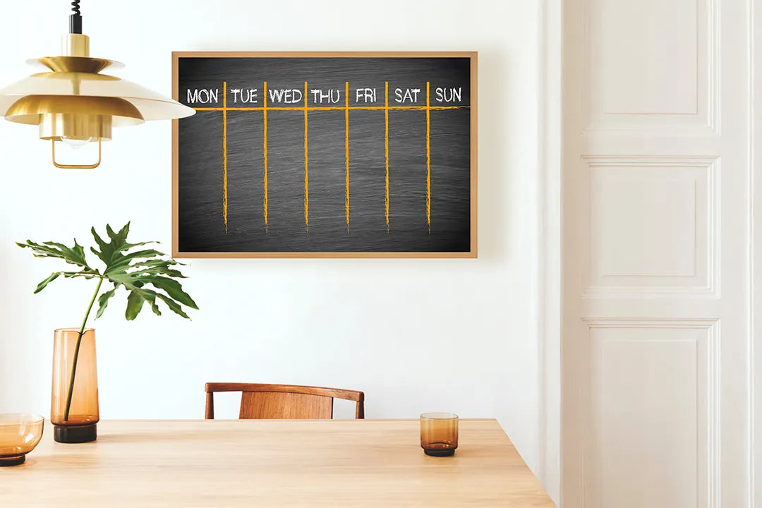 Metall Magnetboard mit hochwertigem Kreidetafel Wochenplaner Design