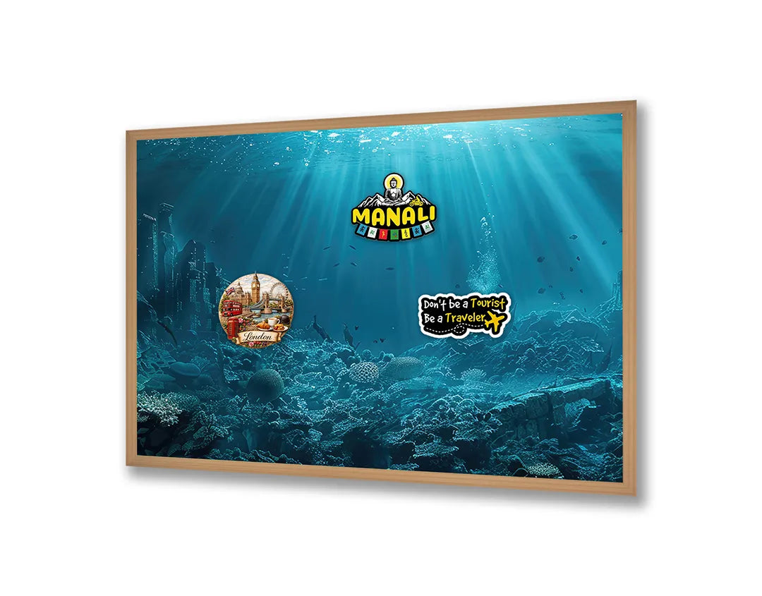 Metall Magnetboard mit hochwertigem Unterwasser Ozean blau Design