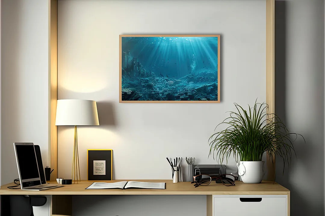 Metall Magnetboard mit hochwertigem Unterwasser Ozean blau Design