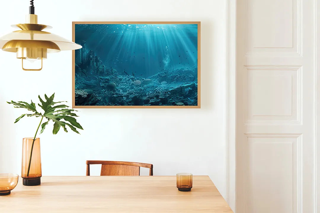 Metall Magnetboard mit hochwertigem Unterwasser Ozean blau Design