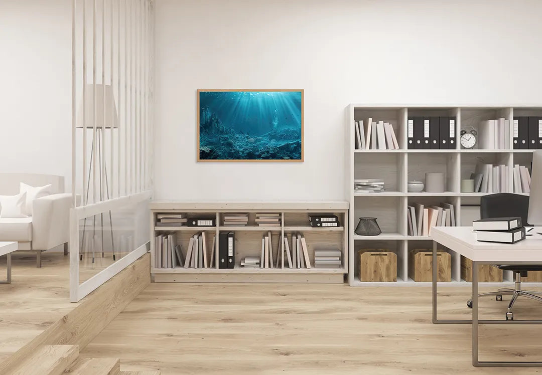Metall Magnetboard mit hochwertigem Unterwasser Ozean blau Design