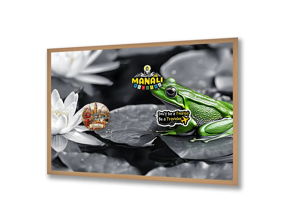 Metall Magnetboard mit hochwertigem Frosch auf Lotusblatt Design