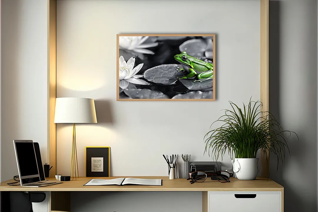 Metall Magnetboard mit hochwertigem Frosch auf Lotusblatt Design