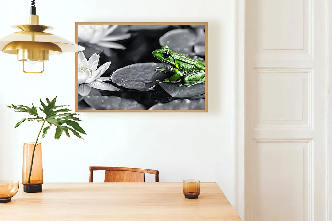 Metall Magnetboard mit hochwertigem Frosch auf Lotusblatt Design