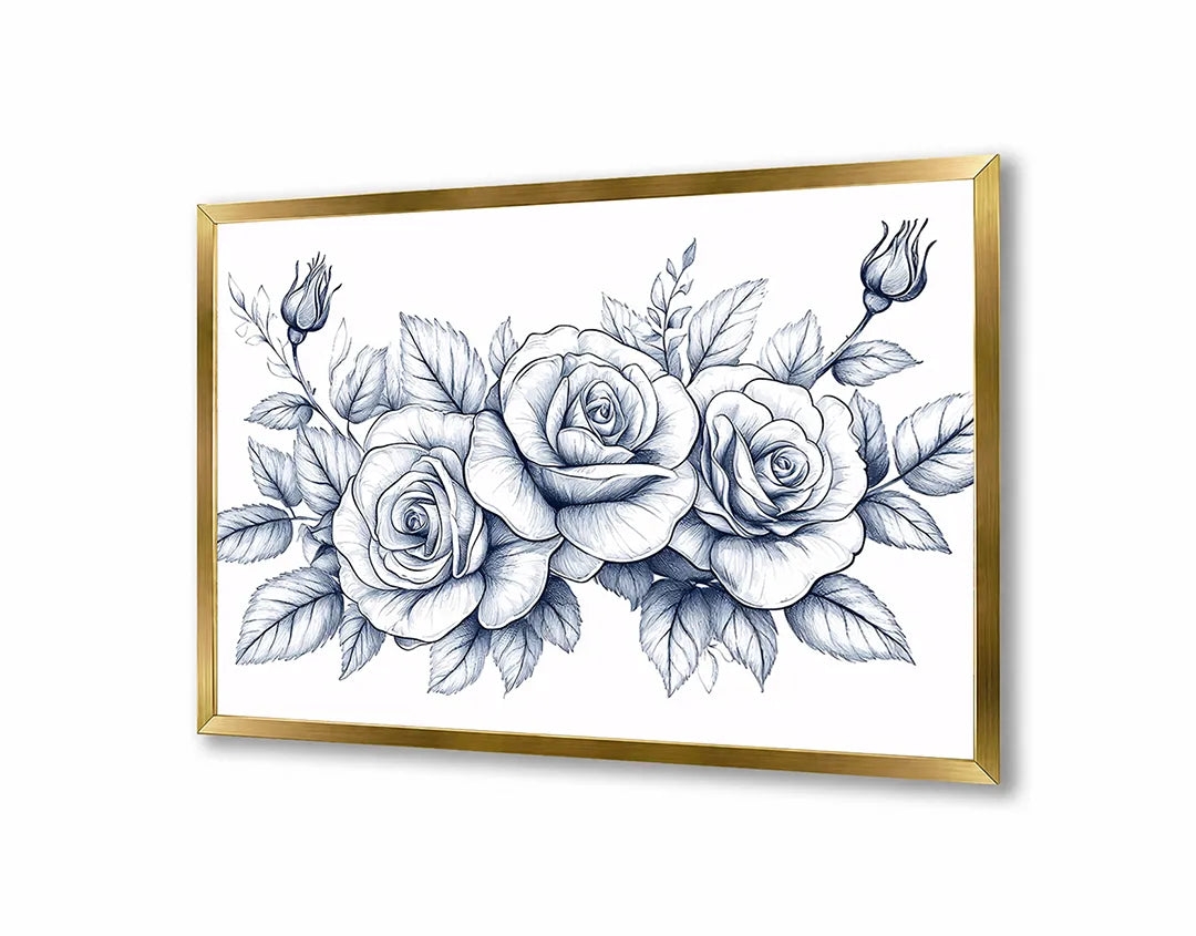 Metall Magnetboard mit hochwertigem Detaillierte Rosen Zeichnung Design