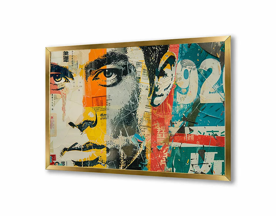 Metall Magnetboard mit hochwertigem Abstrakt Männergesicht Pop Art Design