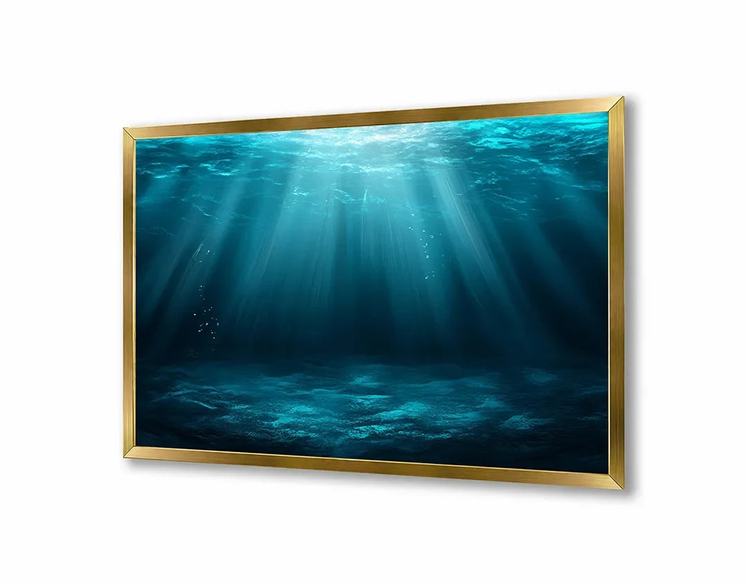 Metall Magnetboard mit hochwertigem Unterwasser mit Lichtstrahlen blau Design