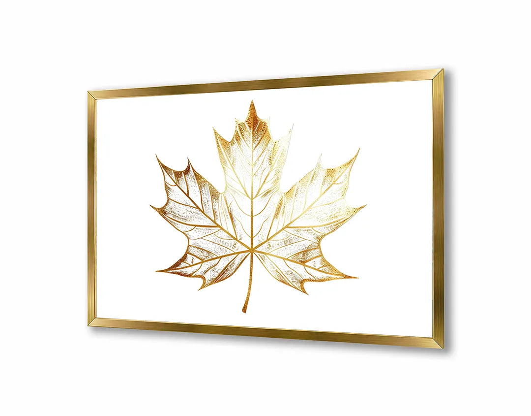 Metall Magnetboard mit hochwertigem Goldene Ahornblatt weiß Design