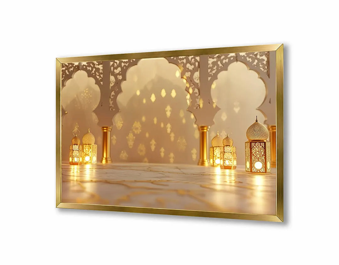 Metall Magnetboard mit hochwertigem Orientalische Palast Interieur Laternen Design