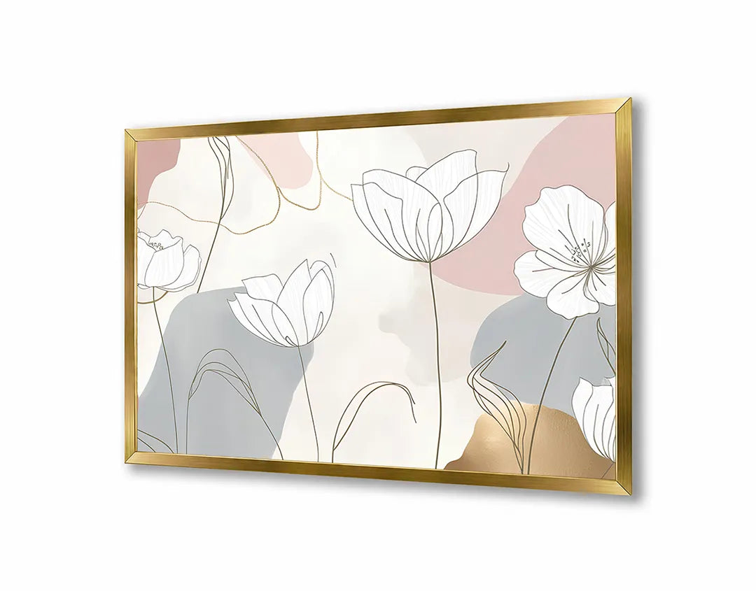 Metall Magnetboard mit hochwertigem Minimalistische Blumen Pastell Design