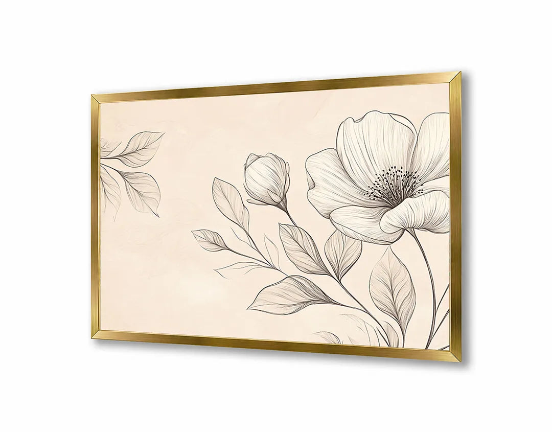 Metall Magnetboard mit hochwertigem Beige Blumen Illustration Design