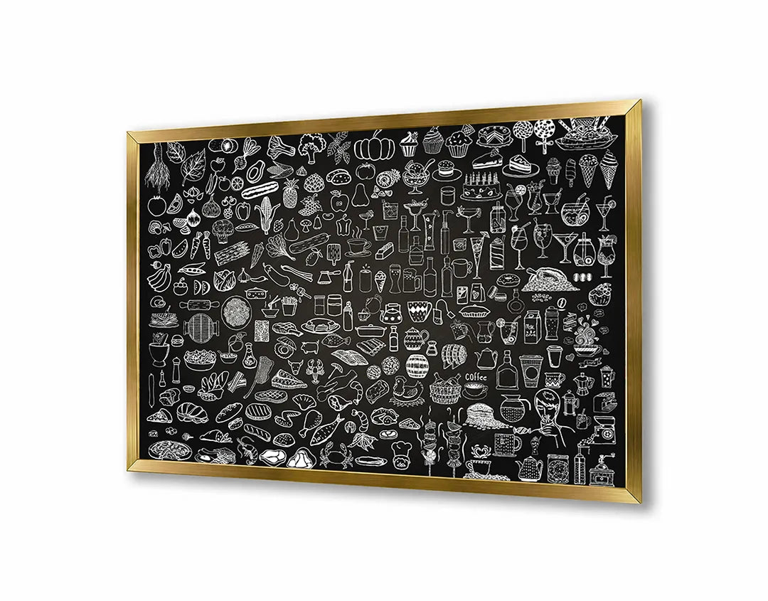 Metall Magnetboard mit hochwertigem Kreidetafel Doodles Von Eten Und Drinken Design