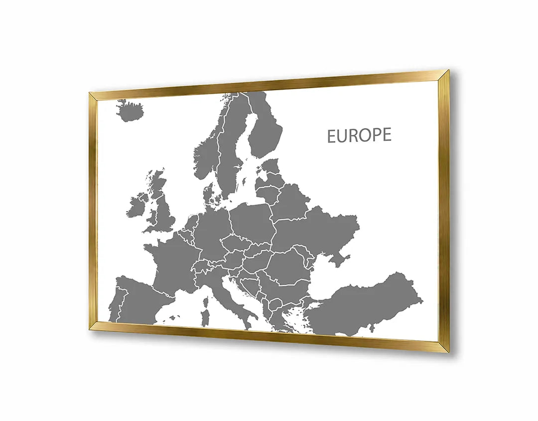 Metall Magnetboard mit hochwertigem Graue Europa Landkarte Design