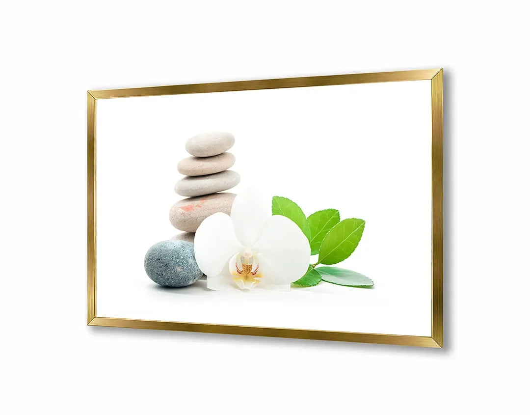 Metall Magnetboard mit hochwertigem Zen Steine Mit Orchidee Und Blad Design