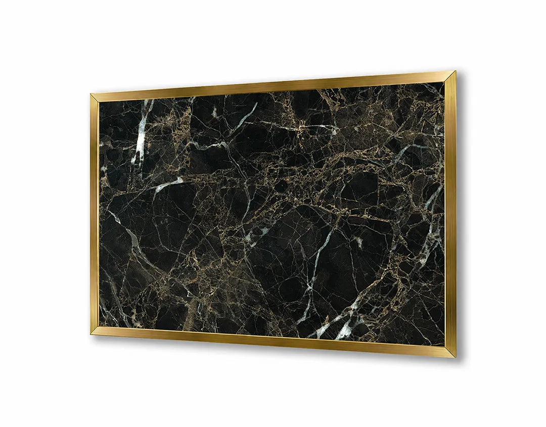 Metall Magnetboard mit hochwertigem Schwarz Marmor Mit Goldene Aderen Design