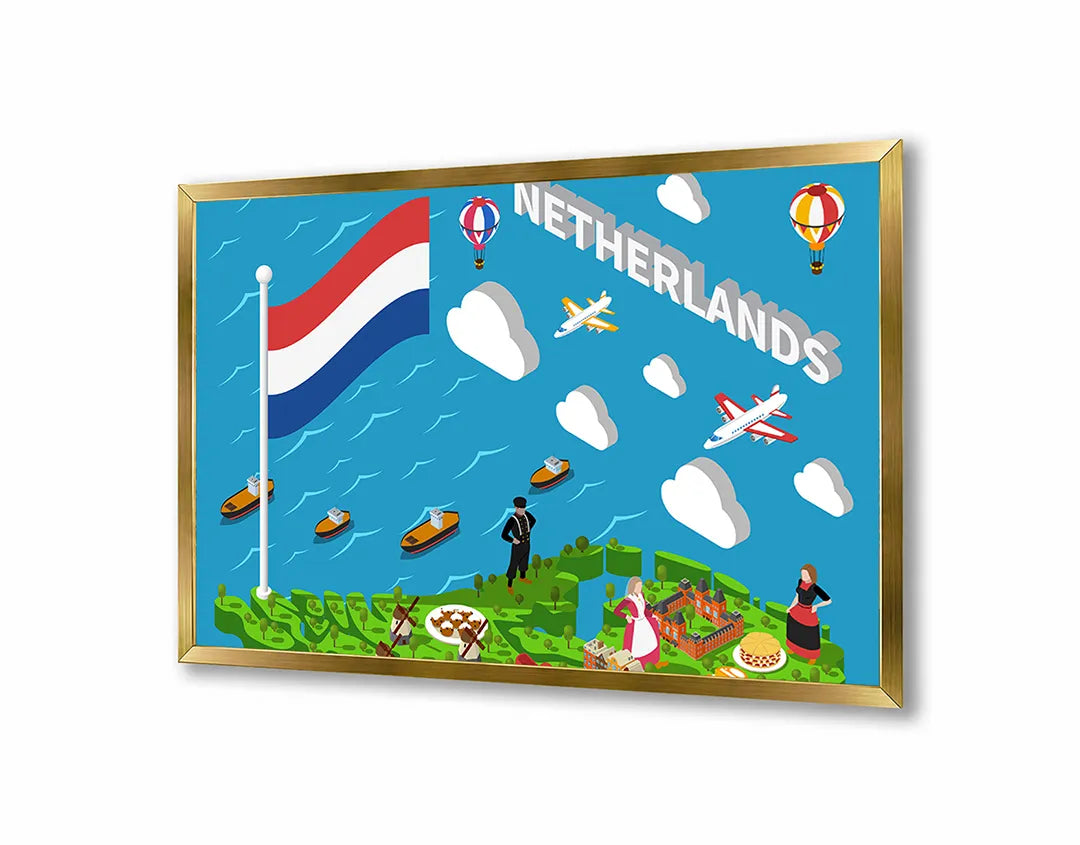 Metall Magnetboard mit hochwertigem Nederlandse Iconen Illustration Design