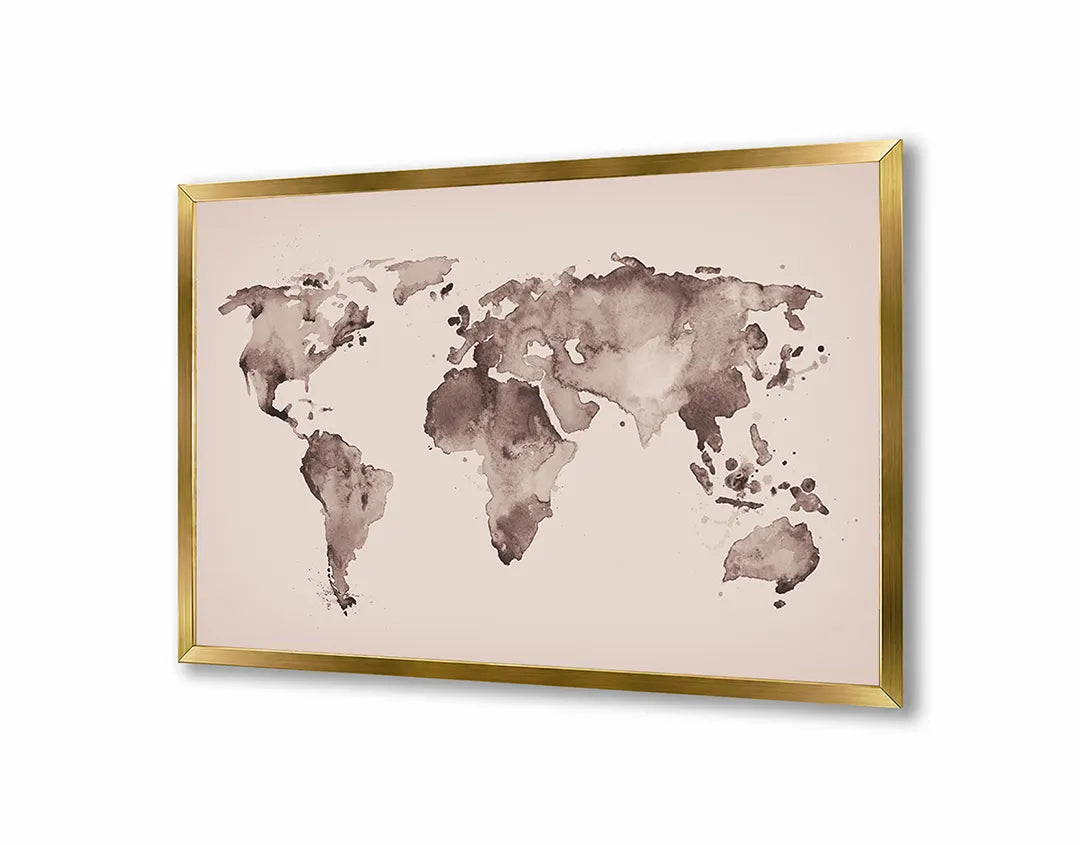 Metall Magnetboard mit hochwertigem Rosa Getinte Vintage Weltkarte Design