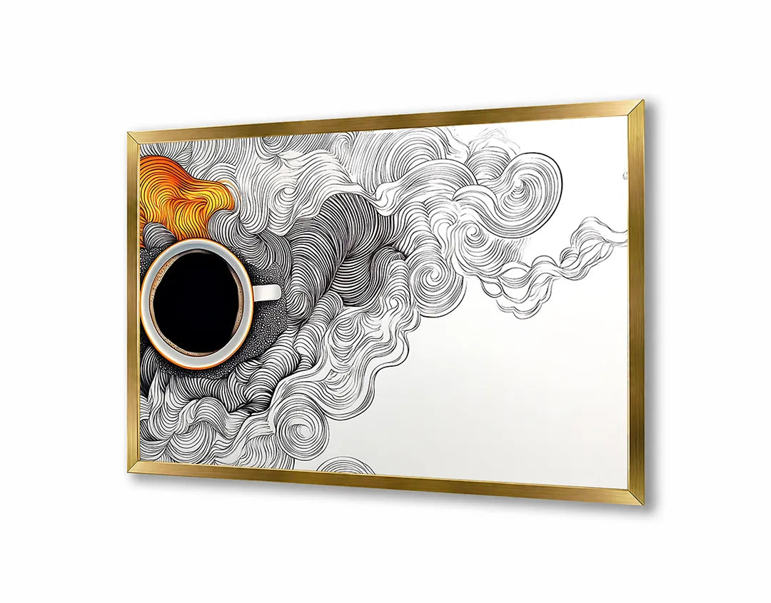 Metall Magnetboard mit hochwertigem Koffiekopje Doodle Kunst Design