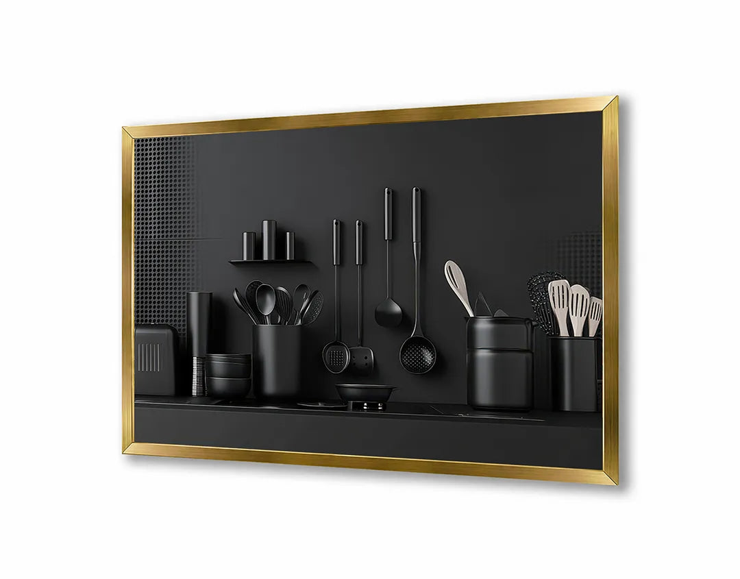 Metall Magnetboard mit hochwertigem Schwarz Küchenutensilien Regal Design