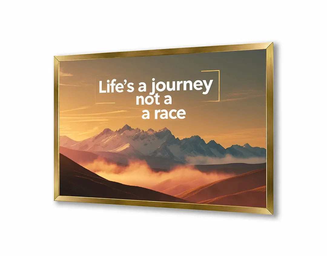 Metall Magnetboard mit hochwertigem Lifes a journey not a race Berge Design
