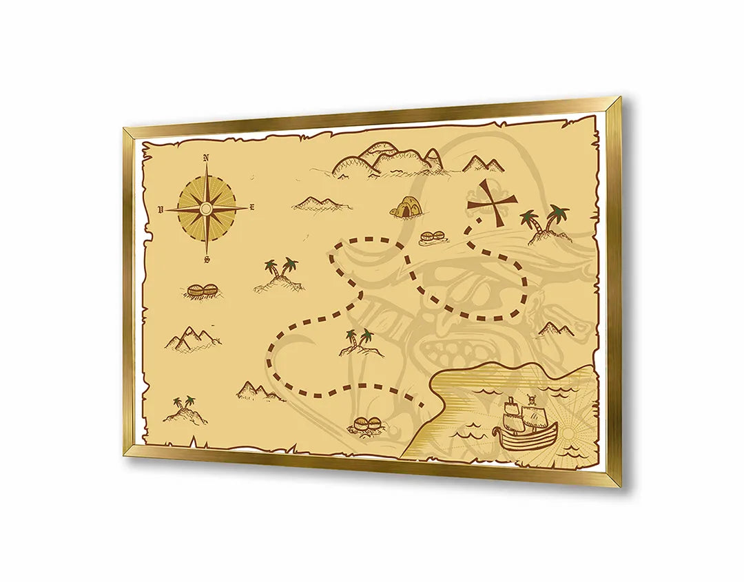 Metall Magnetboard mit hochwertigem Alte Schatzkarte Design