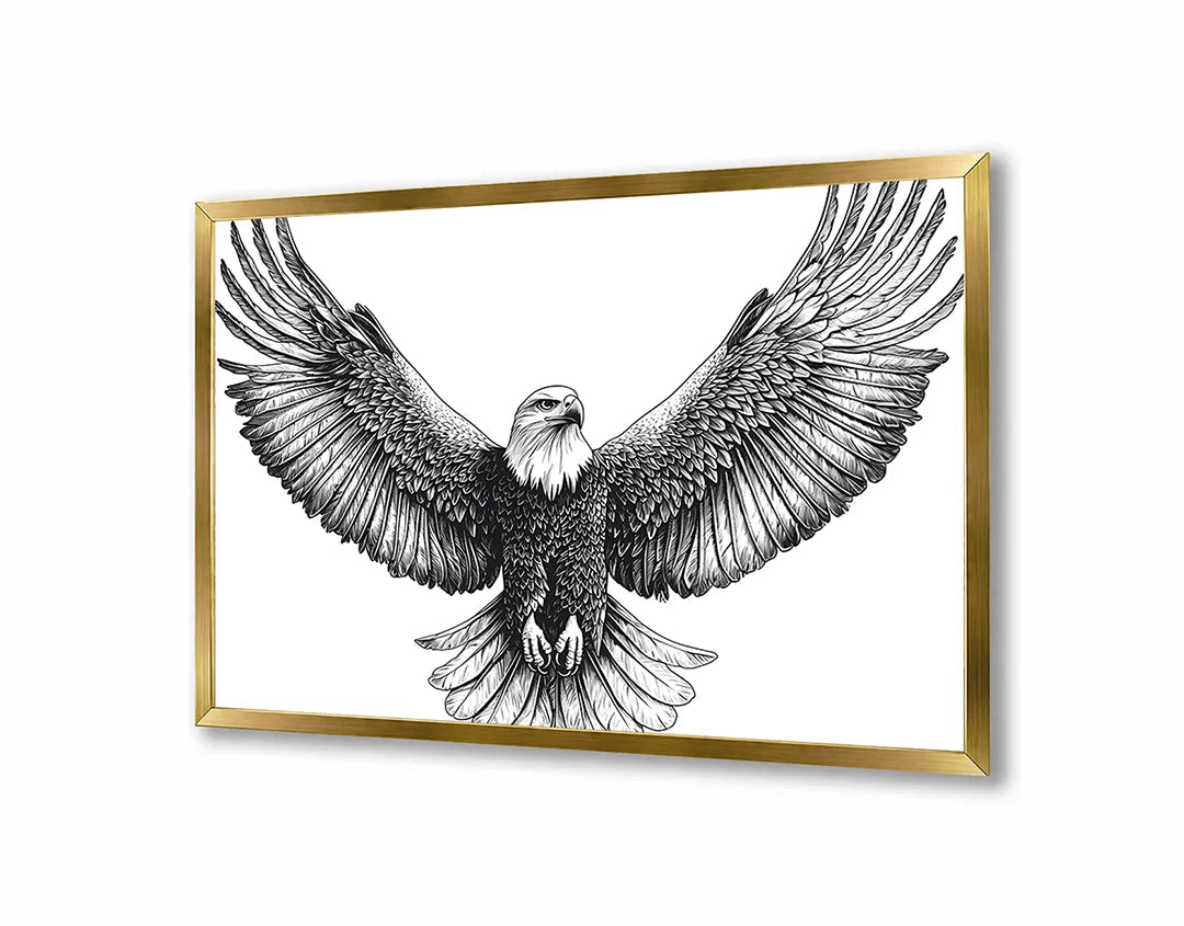 Metall Magnetboard mit hochwertigem Fliegende Adler schwarz weiß Design