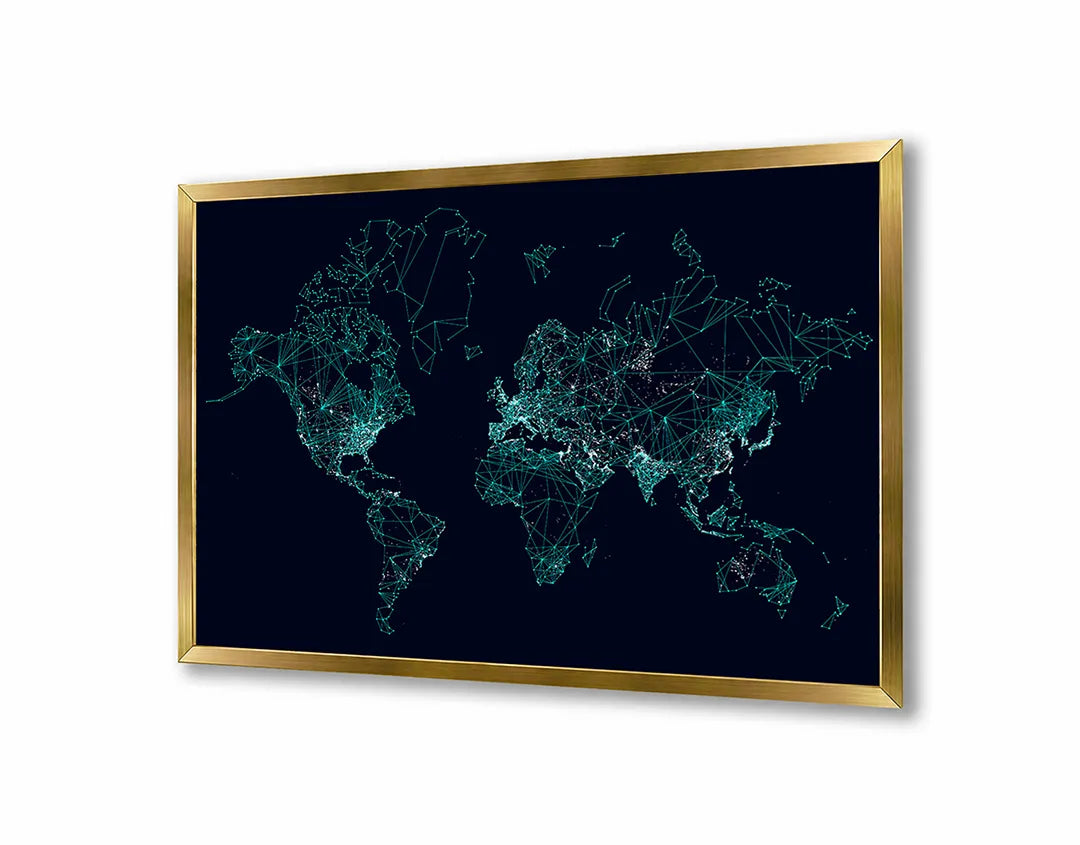 Metall Magnetboard mit hochwertigem Blaue Lichtgevende Weltkarte Stippen Design