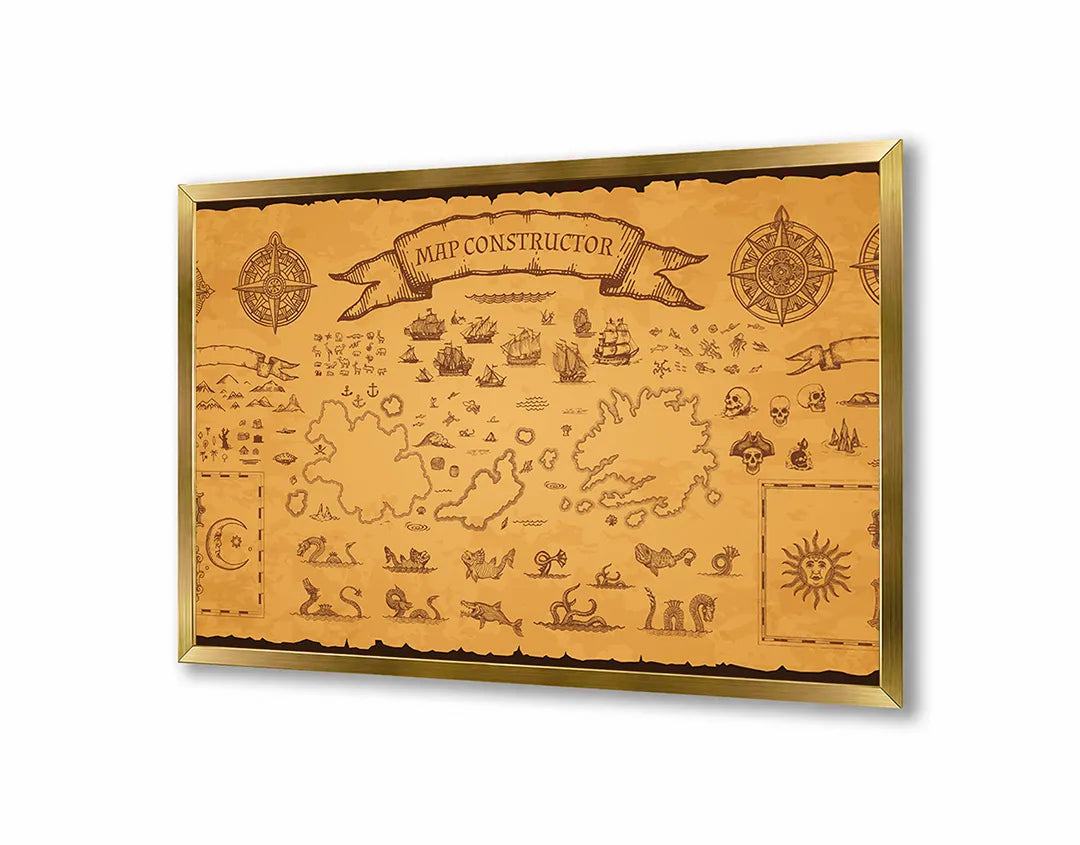 Metall Magnetboard mit hochwertigem Alte Schatzkarte Piraten Design