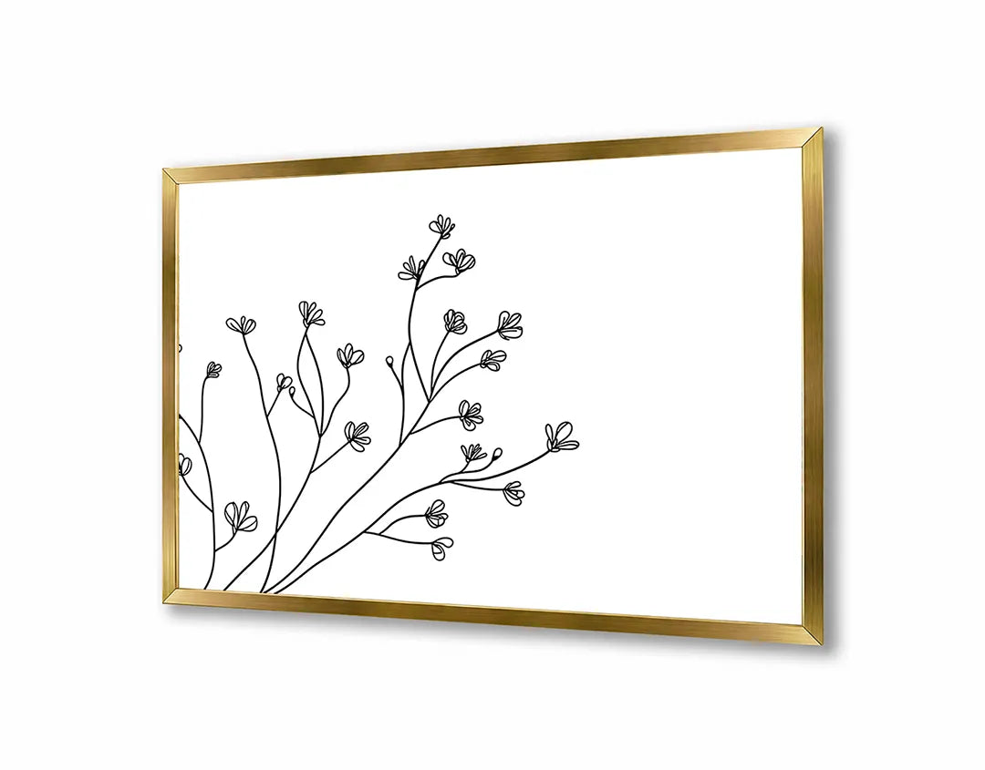 Metall Magnetboard mit hochwertigem Feine Zweige mit Blumen Linienzeichnung Design