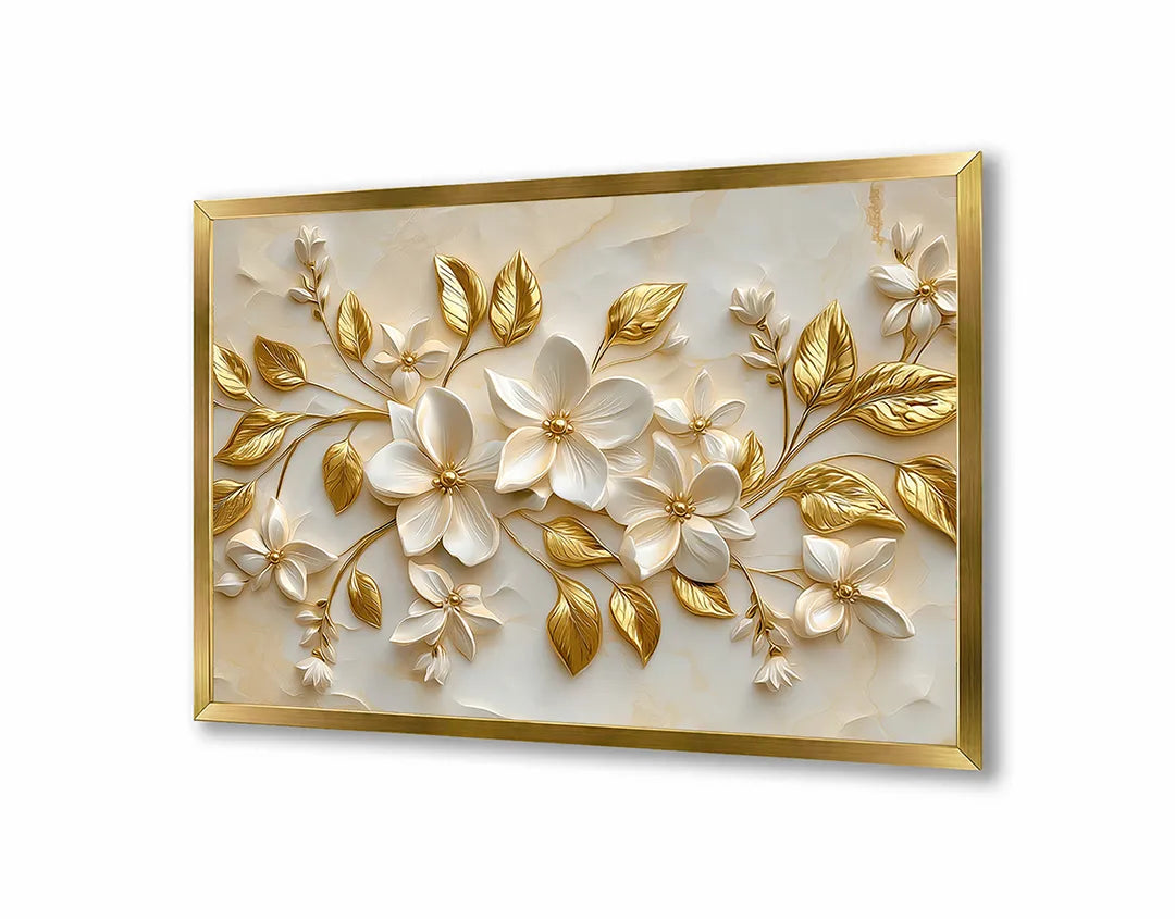 Metall Magnetboard mit hochwertigem Goldene Blumen Relief 3d Design