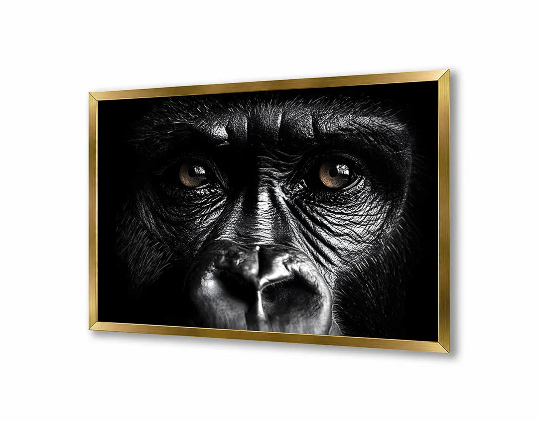 Metall Magnetboard mit hochwertigem Gorilla Gesicht Close Up dunkel Design