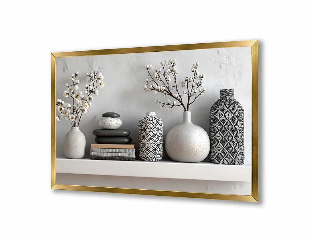 Metall Magnetboard mit hochwertigem Vasen mit planten auf Regal Interieur Design