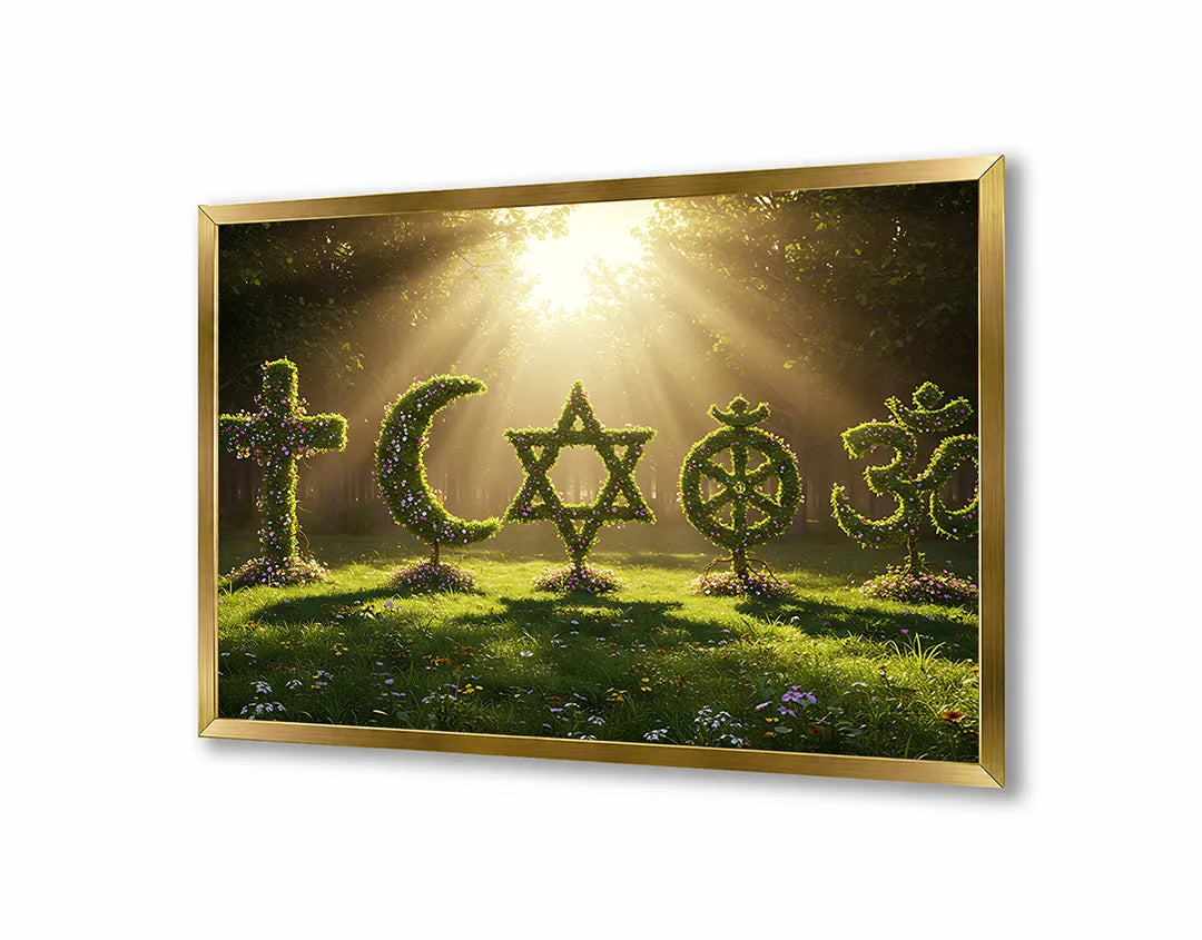Metall Magnetboard mit hochwertigem Religiöse Symbole Holz Natur Design