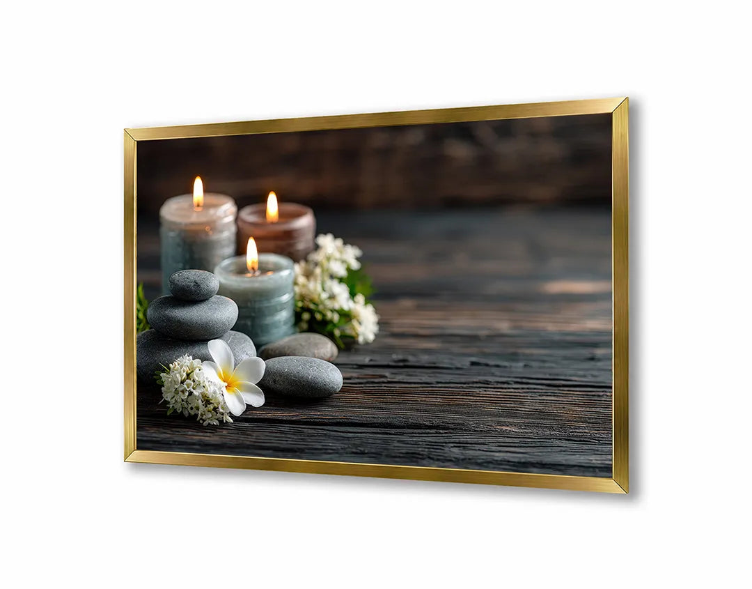 Metall Magnetboard mit hochwertigem Spa Steine Kerzen Orchidee Design