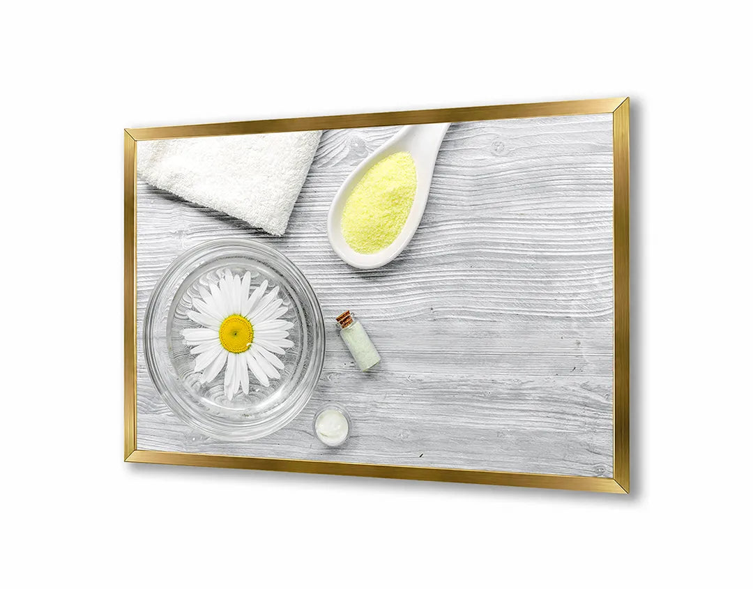 Metall Magnetboard mit hochwertigem Spa Elementen Mit Weiße Blumen Design